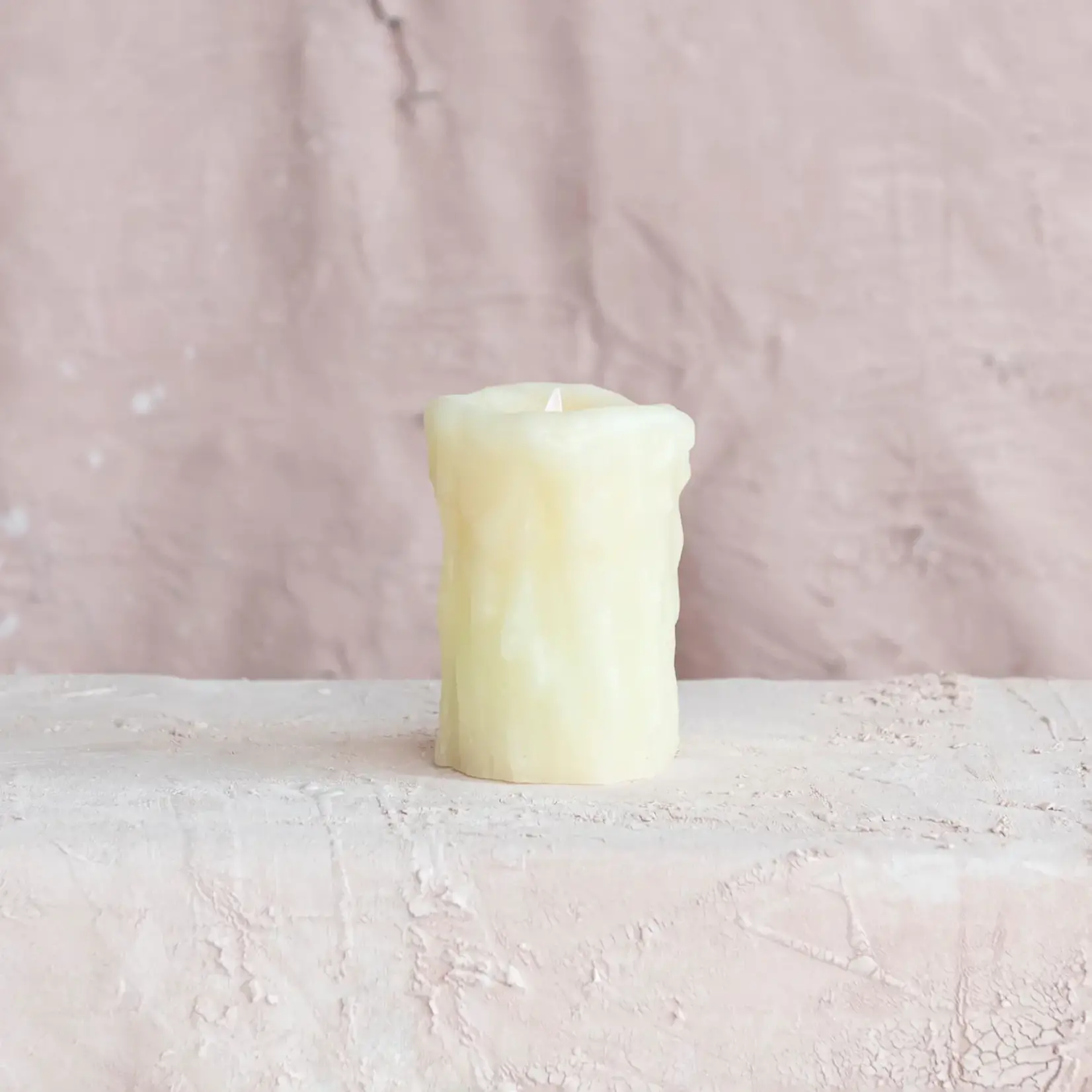 Creative Co-Op Flameless LED Wax Pillar Candle w/ 6 Hour Timer, Cream Color (Requires 3-AAA Battery)