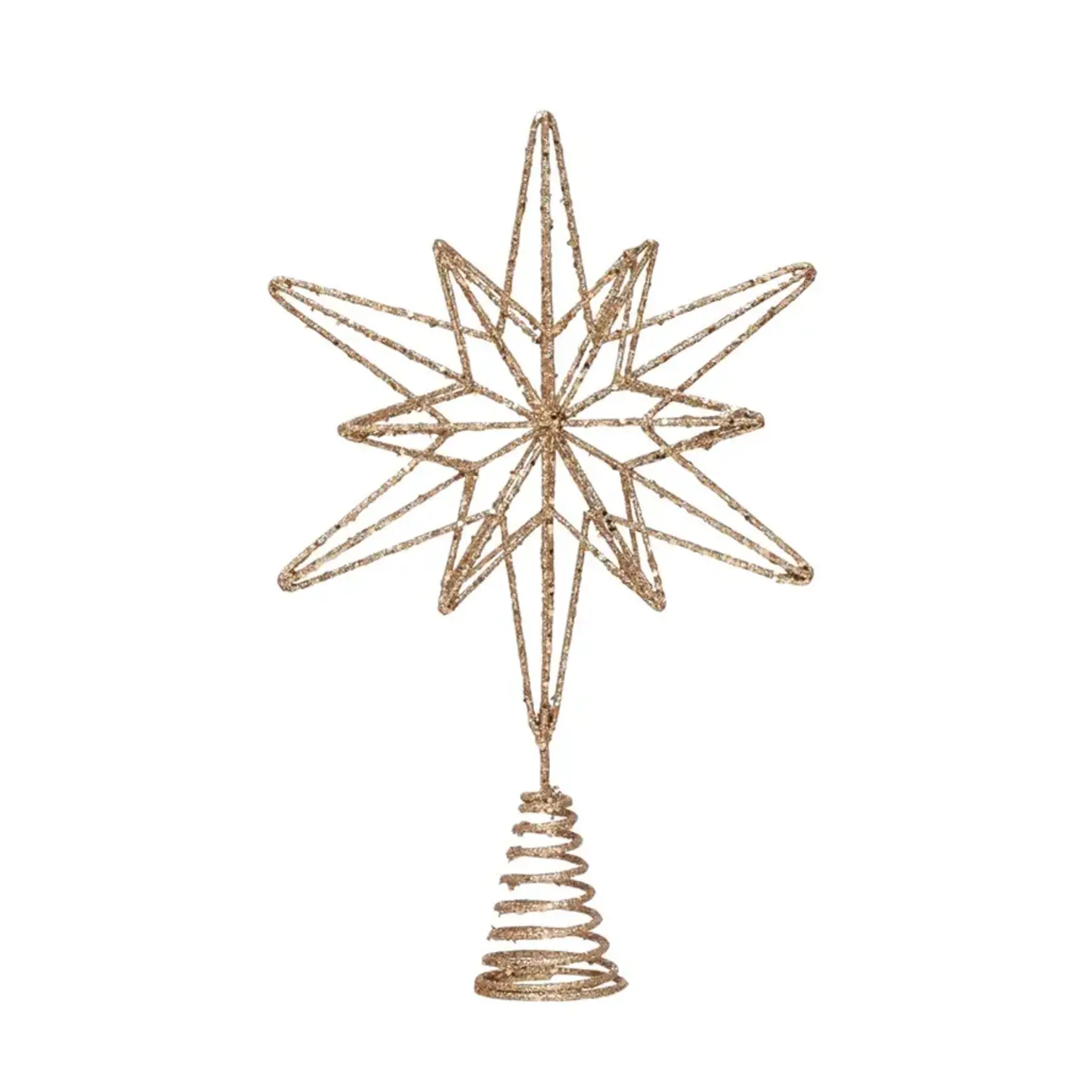 Creative Co-Op 9"L x 3-1/2"W x 14"H Metal and Mica Star Tree Topper, Champagne Finish