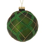 Regency 4" Mercury Glass Stripe Ball (Green Gold)