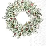 Boston International Import Guest Paper Napkin Holiday Berry Wreath Pack of 16