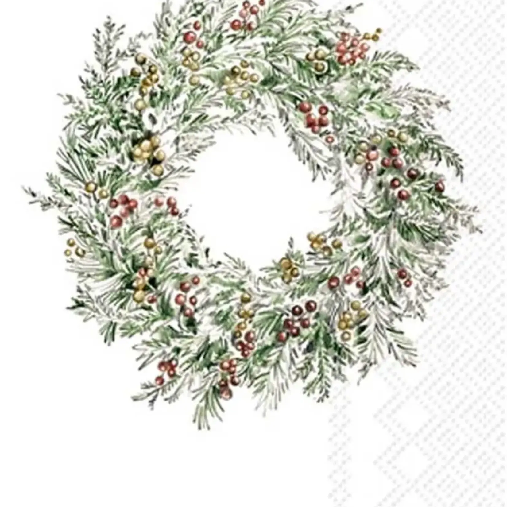 Boston International Import Guest Paper Napkin Holiday Berry Wreath Pack of 16