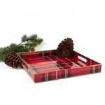 8 Oak Lane Red Plaid Square Tray