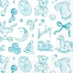 Boston International Import Baby Toile Blue Cocktail Napkin