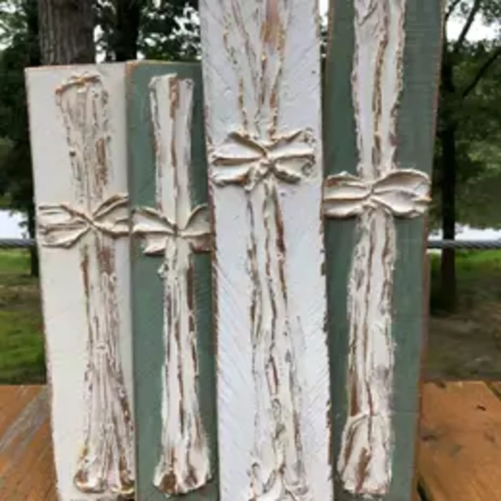 Coddiwompie Cross Handmade Textured Wood Block - White