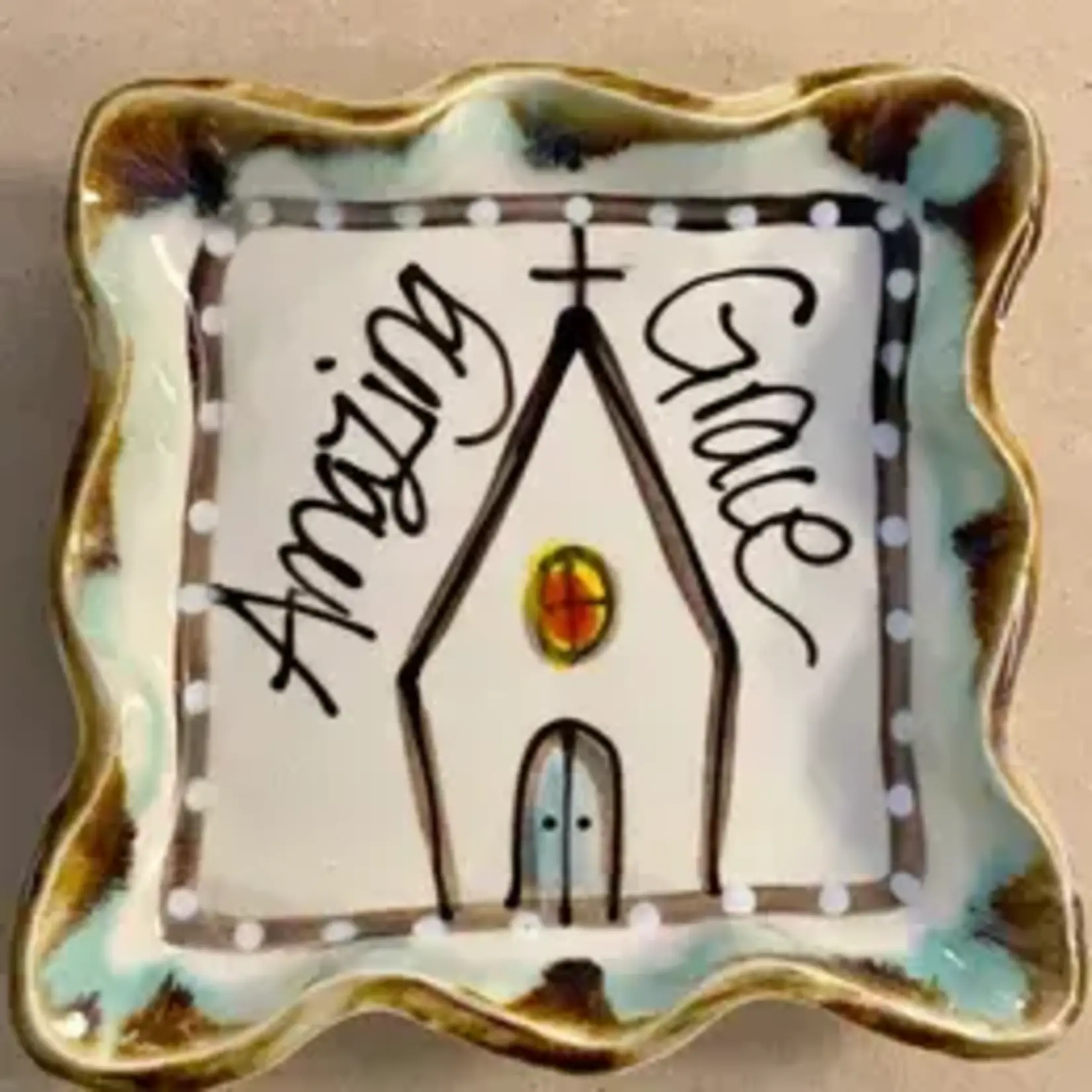Heartfelt Traditions Candle Plate Drip Church Amazing Grace