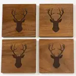 The Royal Standard Deer Etched Wood Coasters Natural 4 x 4