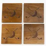 The Royal Standard Golf Etched Wood Coasters Natural 4 x 4