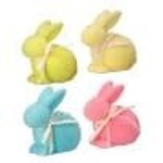 Flocked Styro Easter Bunny  w Ribbon  6.25"  Indicate Color