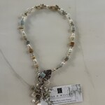 Alecia Bristow Natural Stones, Hand Made - Light Turquoise, Tan Beads - Leaf Clasp