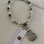 Alecia Bristow Natural Stone - Hand Made - Cultured Pearl, Black, Seafoam Colored Beads