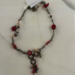 Alecia Bristow Hand Made - Natural Stone, Coral, Brown Pearls, Bronze Chain, Crystals