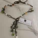 Alecia Bristow Chain, Pearls, Suede Vintage Glass , Shells, Antique Bronze