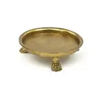 Vagabond Vintage Pewter Rpimd Claw Foot Dish w Gold Leaf  Small 4.5"W x 1.5" H