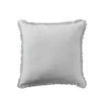 Creative Co-Op 20" Square Stonewashed Linen Pillow w Fringe - White
