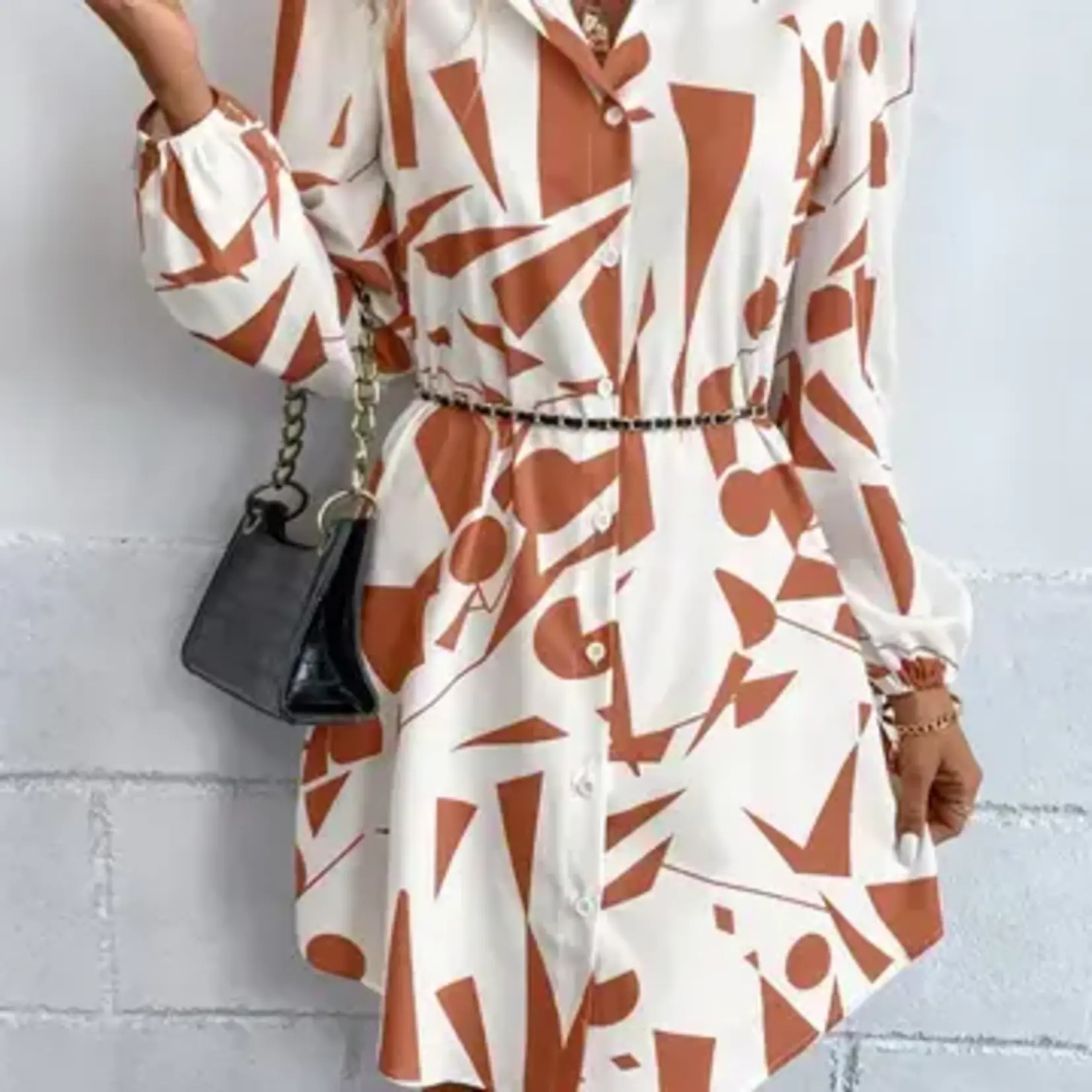 Lily Clothing Loose Fit Patterned Collar Shirt - Orange