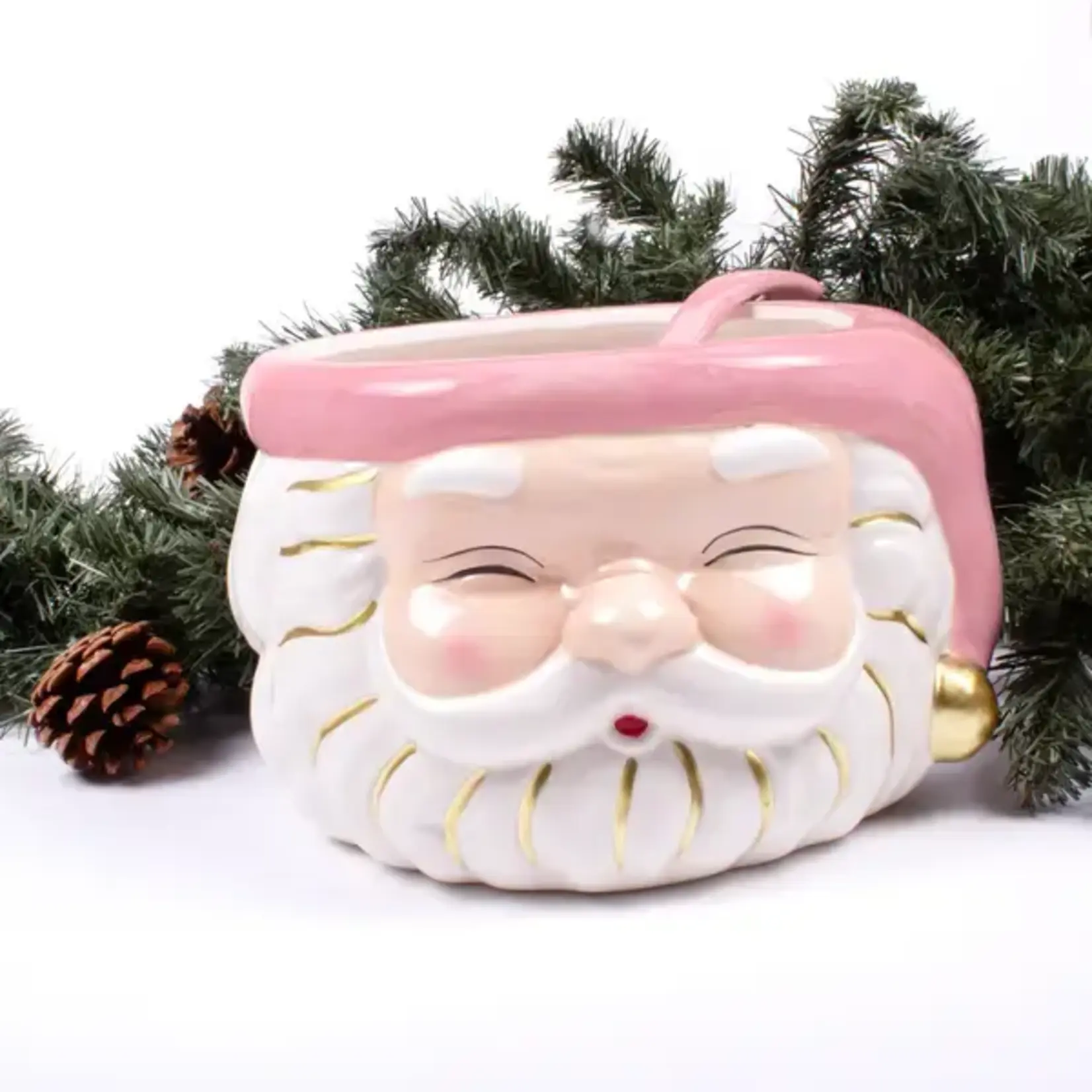 8 Oak Lane Pink Santa Punch Bowl