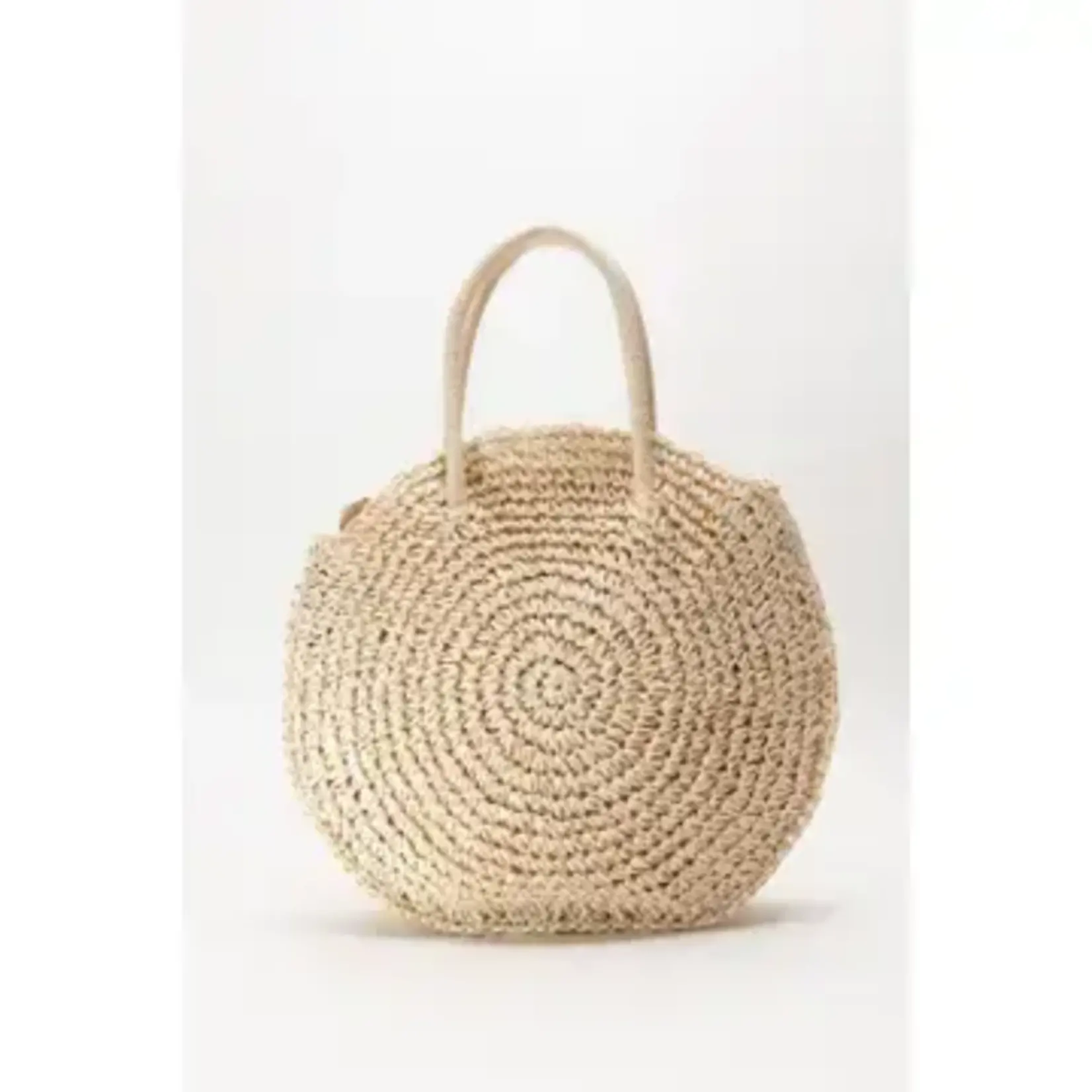 Justin & Taylor On the Go/ Rattan  Hand-Woven Boho Bag w Small Handles / Ivory