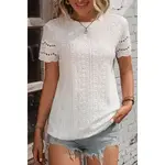 Embroidered Eyelet Scalloped Top