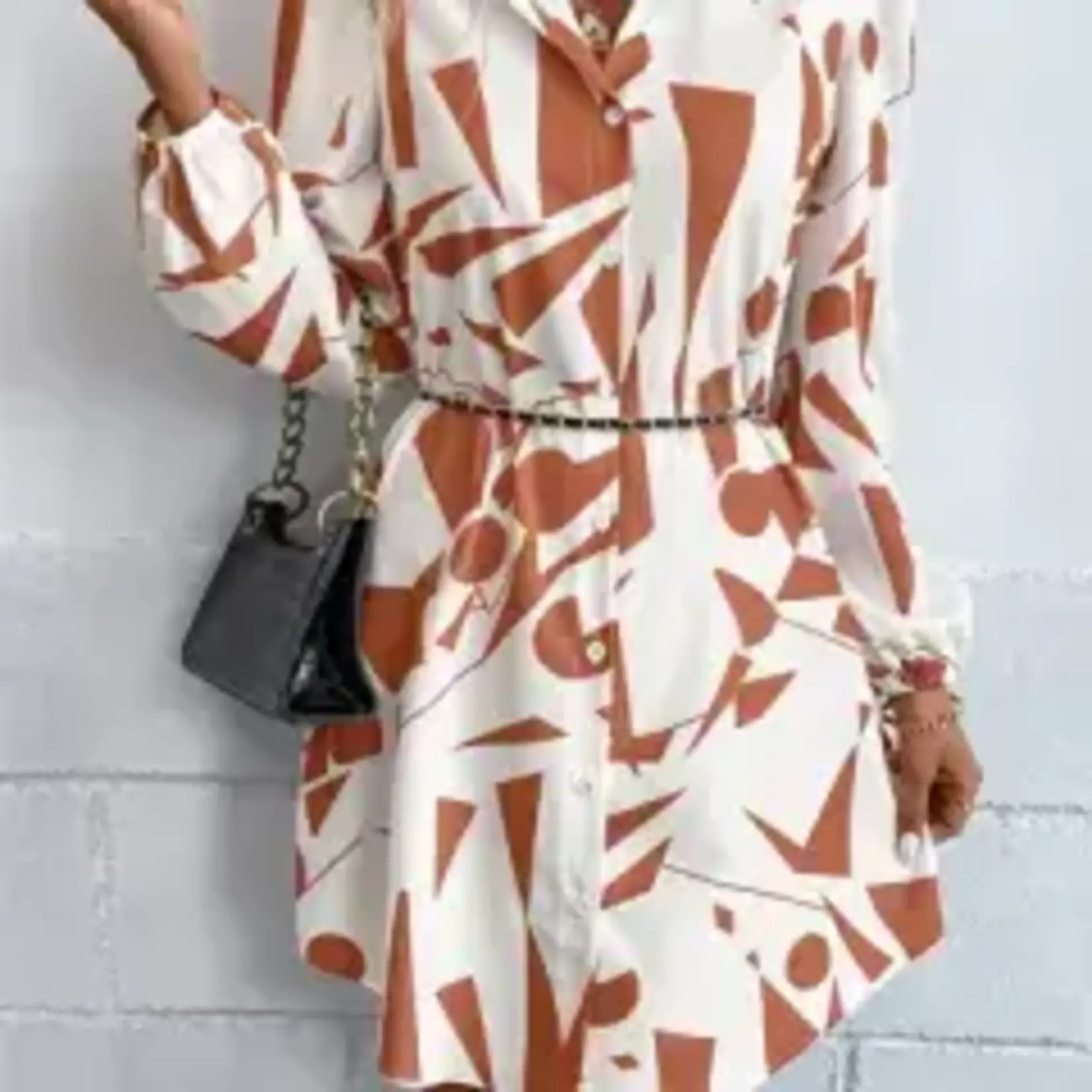 Lily Clothing Loose Fit Patterned Collar Shirt - Orange