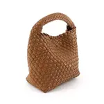 Medium Woven Tote Crossbody Bag w/Cosmetic Pouch Brown