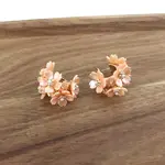 Resin Flower Hoop Earrings w Faux Pearls
