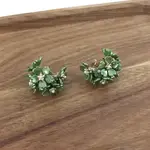 Pretty Persuasions Resin Flower Hoop Earring w Faux Pearls Green
