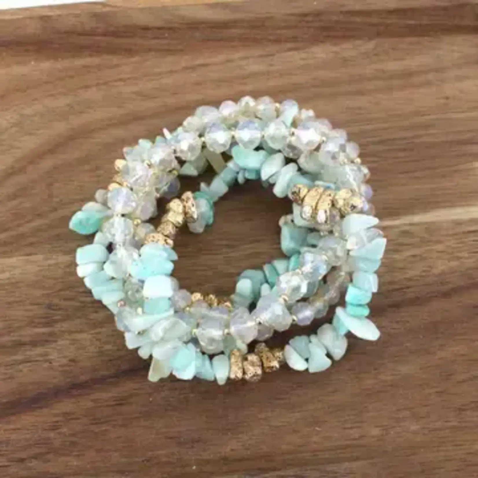 5 Row Stone/Glass Beaded Stretch Bracelet