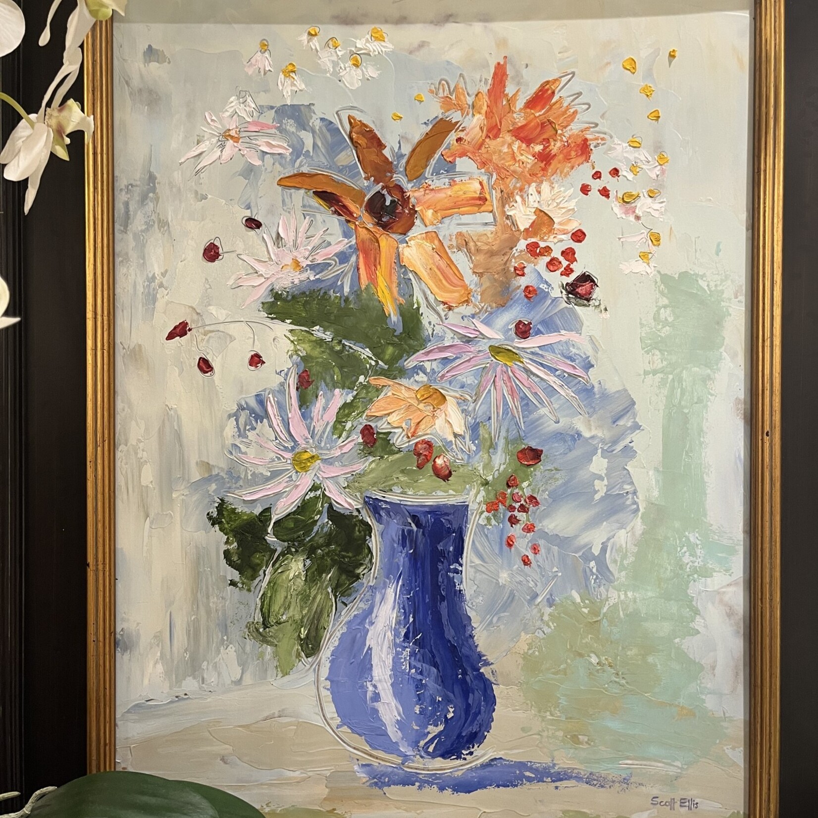 Scott Ellis 20" x 24" Wildflower in Blue Vase