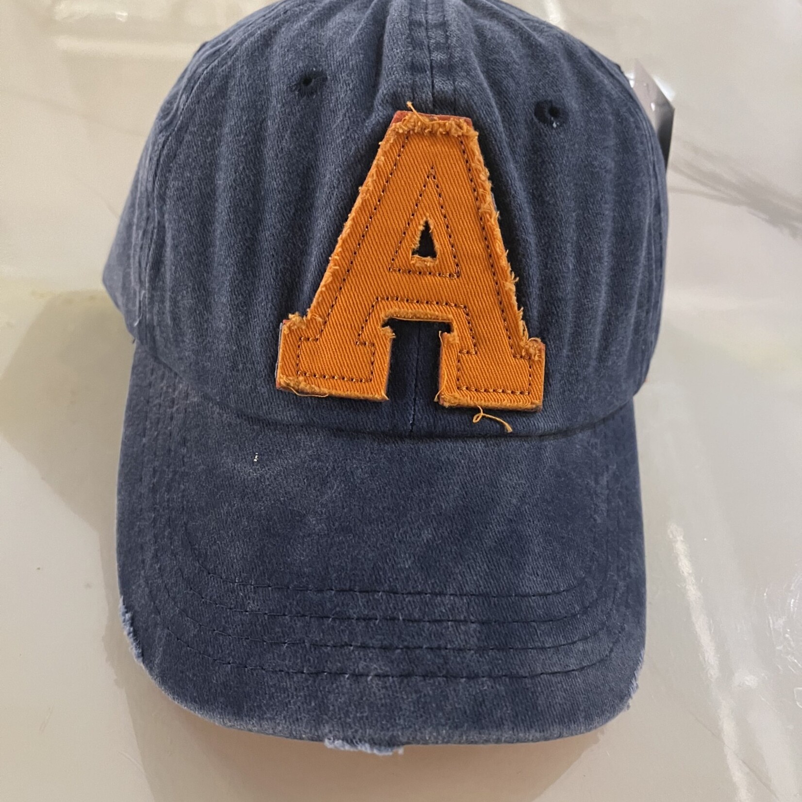 "A"  Vintage Dyed Baseball Cap Navy/Orange
