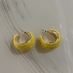 Yellow Wrapped Raffia Hoop Earrings