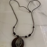 Wood Necklace with Gold Leaf