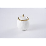 Pampa Bay Golden Salerno Covered Sugar Bowl White with Gold Edge
