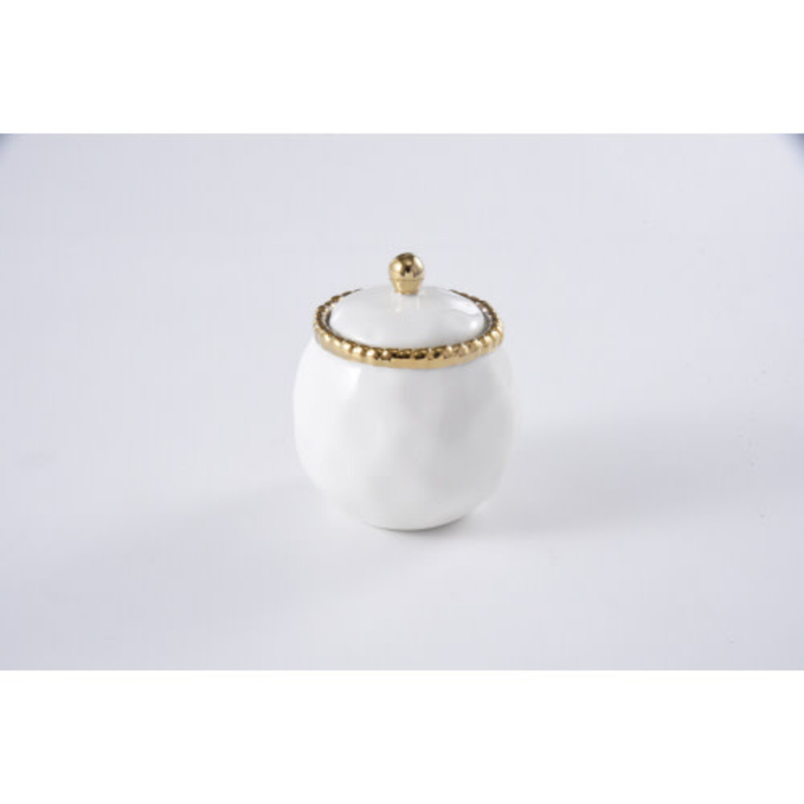 Pampa Bay Golden Salerno Covered Sugar Bowl White with Gold Edge