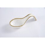 Pampa Bay Golden Salerno White Spoon Rest with Gold Edge