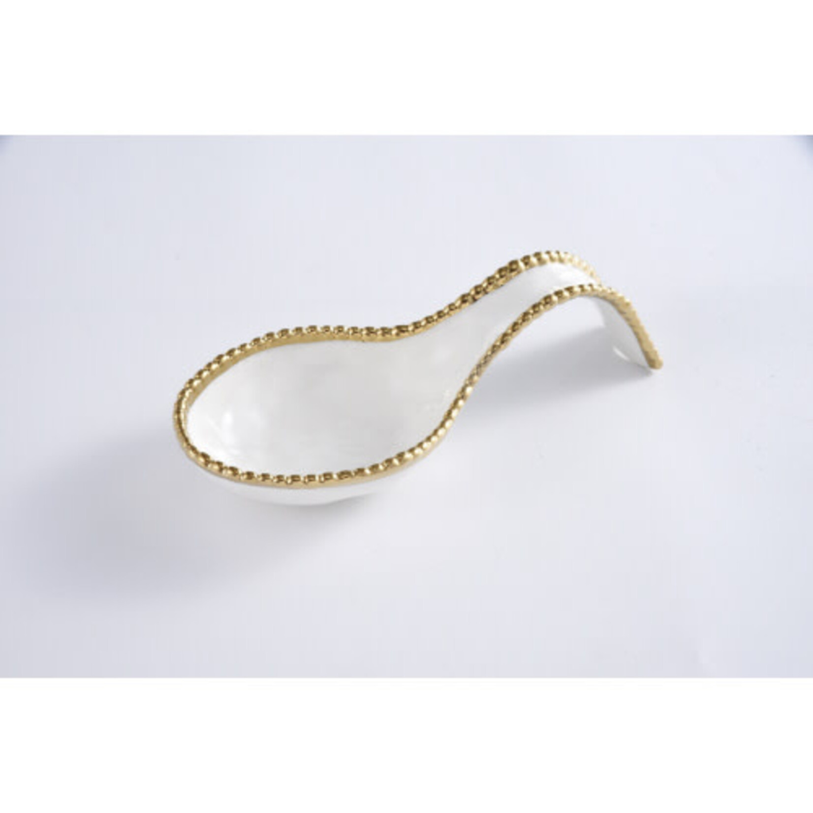 Pampa Bay Golden Salerno White Spoon Rest with Gold Edge