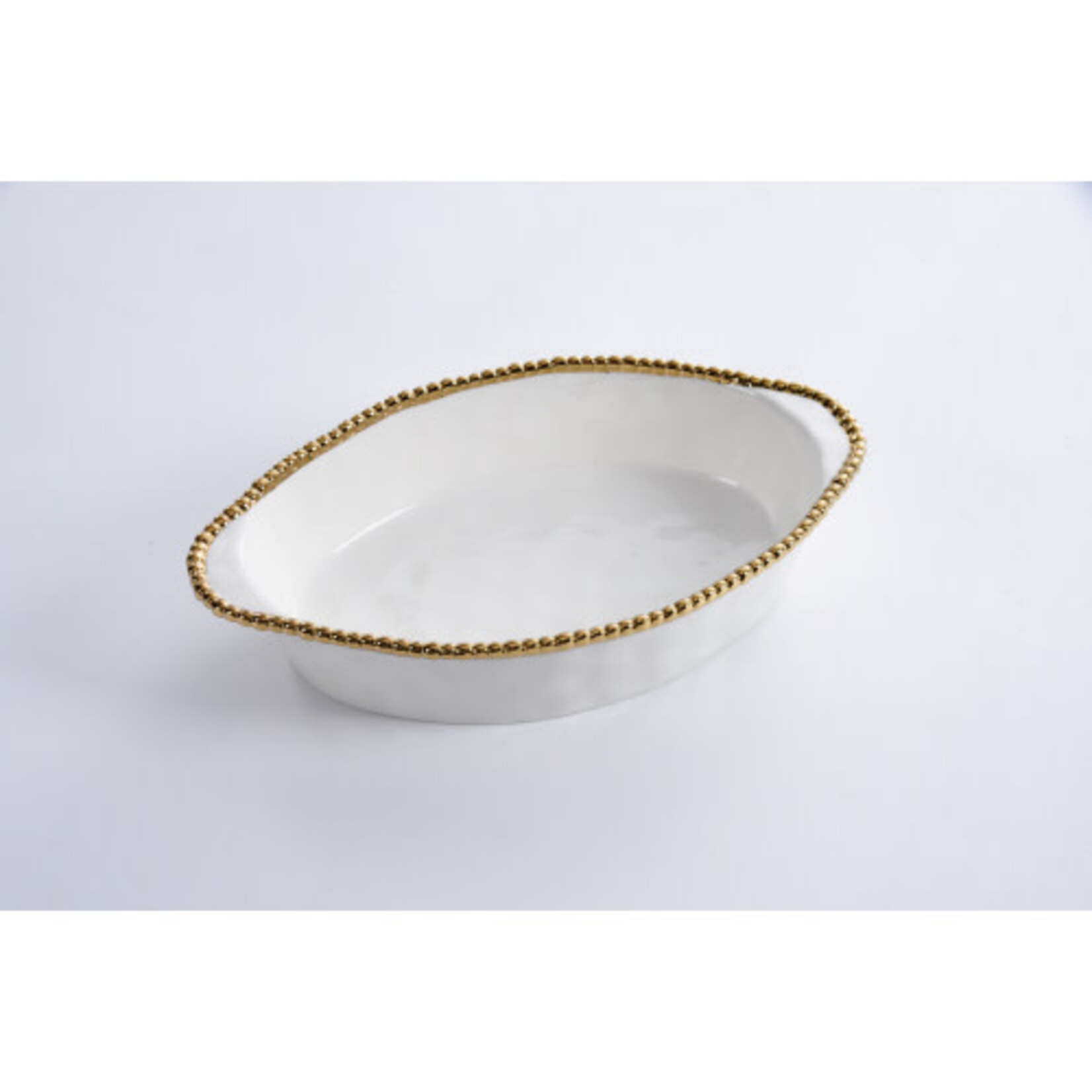 Pampa Bay Golden Salerno - Oval Baking Dish White with Gold Edge