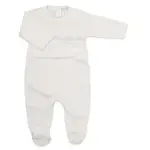 Baby Threads White & Blue Pima Cotton Boy Smocked Footie 6 month