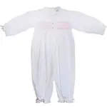Baby Threads White Pima Smocked Girl Converter with Ruffles 6 Month