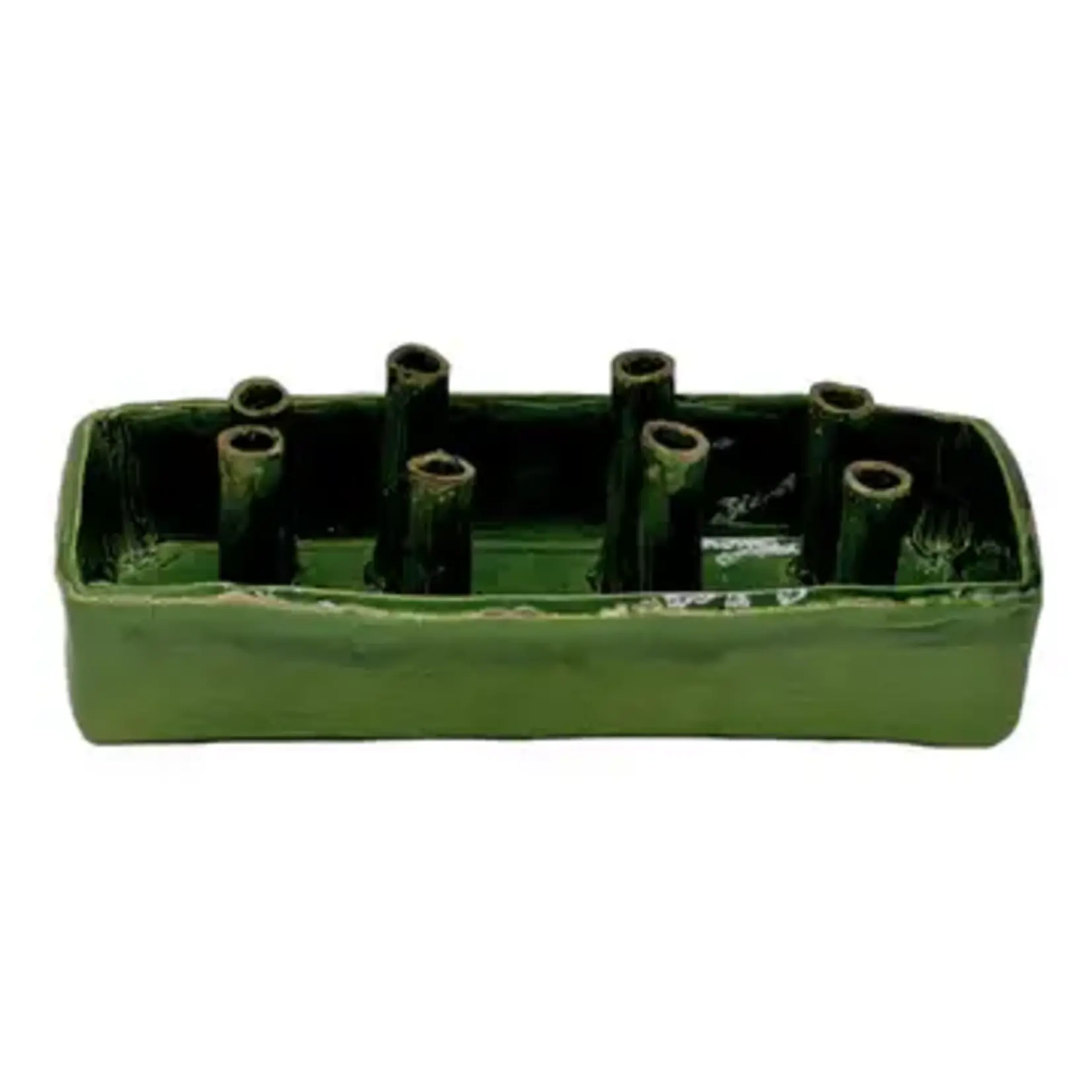 Abigails Ceramic Boat Tulipiere, Green 8-Hole