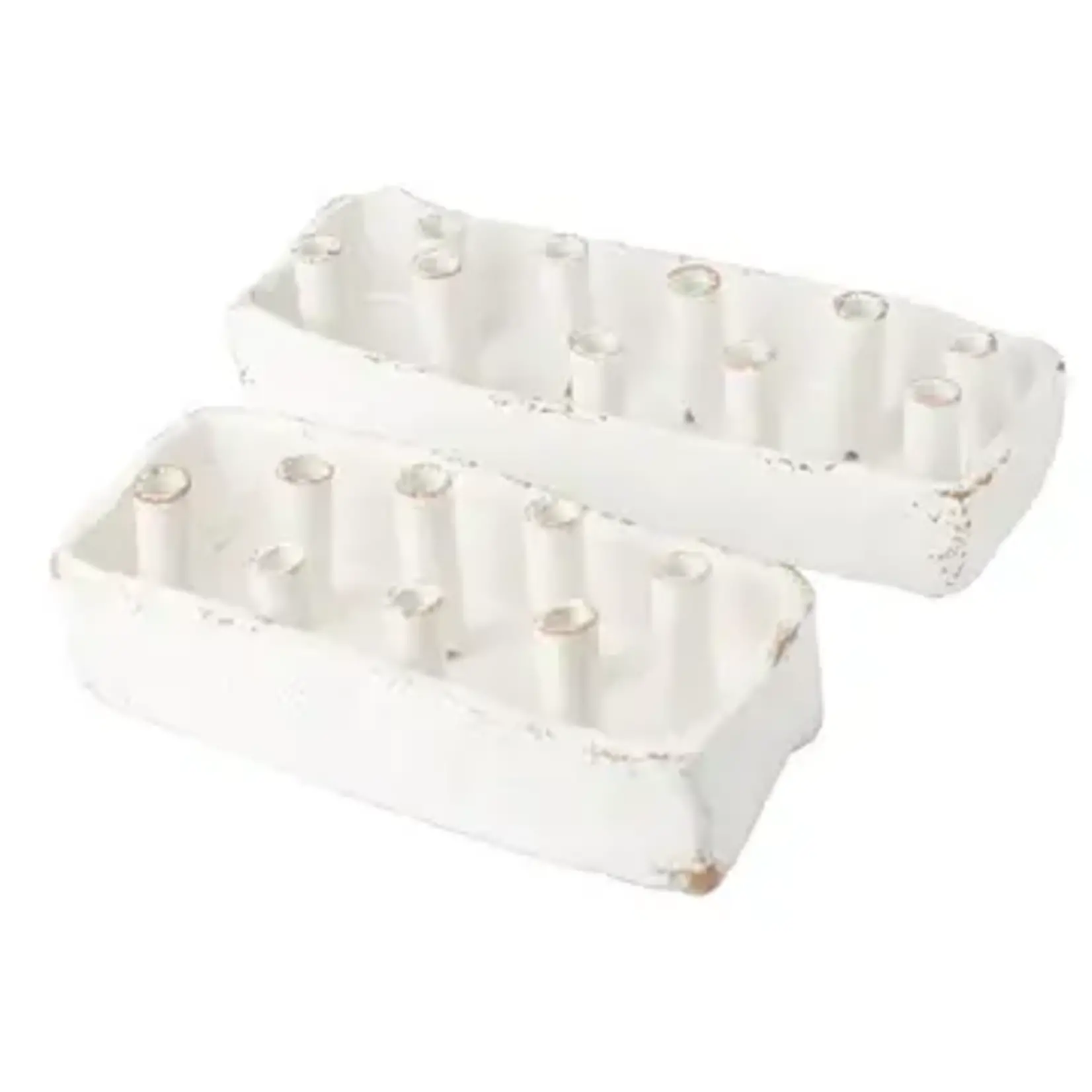 Abigails Ceramic Boat Tulipiere, white 10 Hole