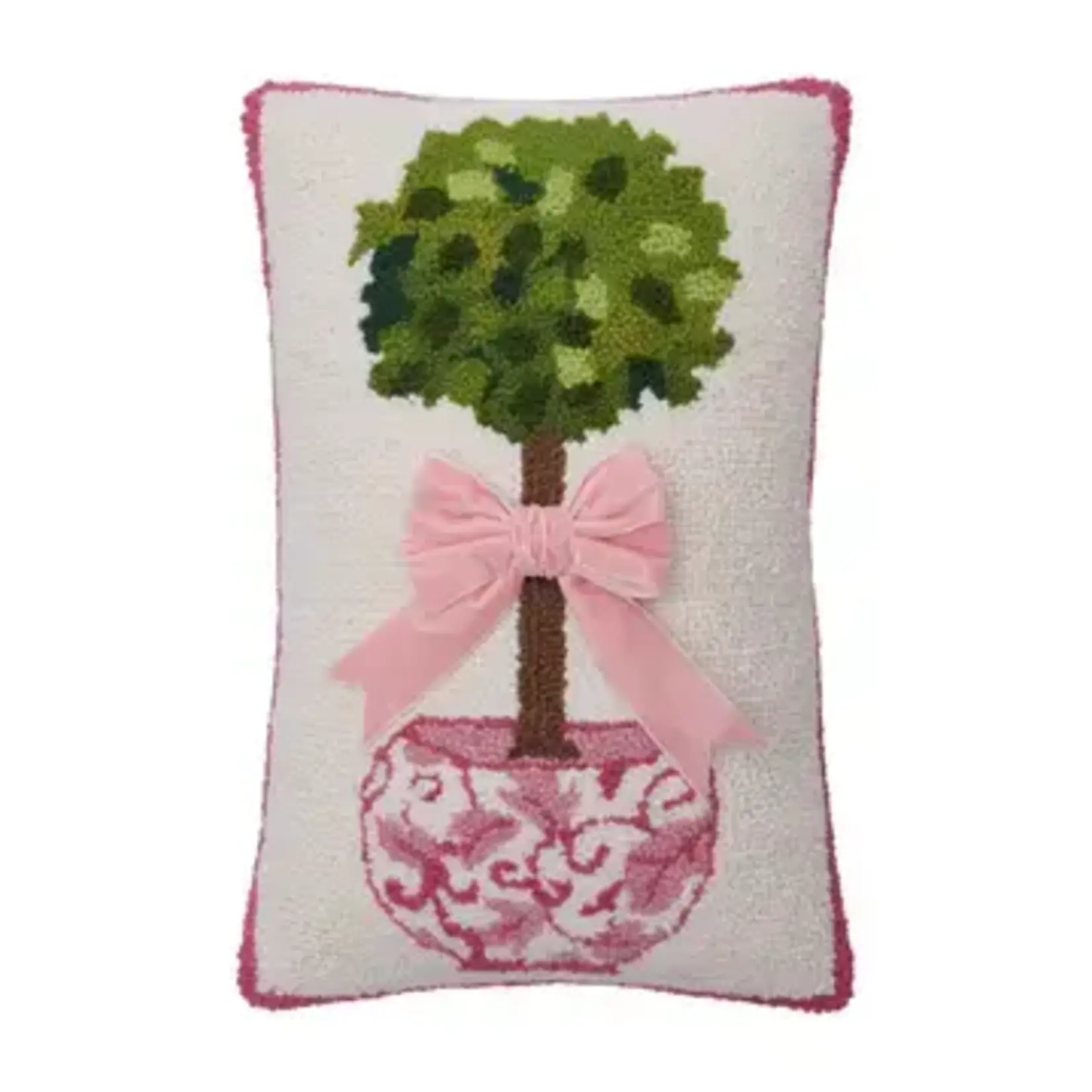 Peking Handicraft Chinoiserie Topiary Ribbon Hook Pillow