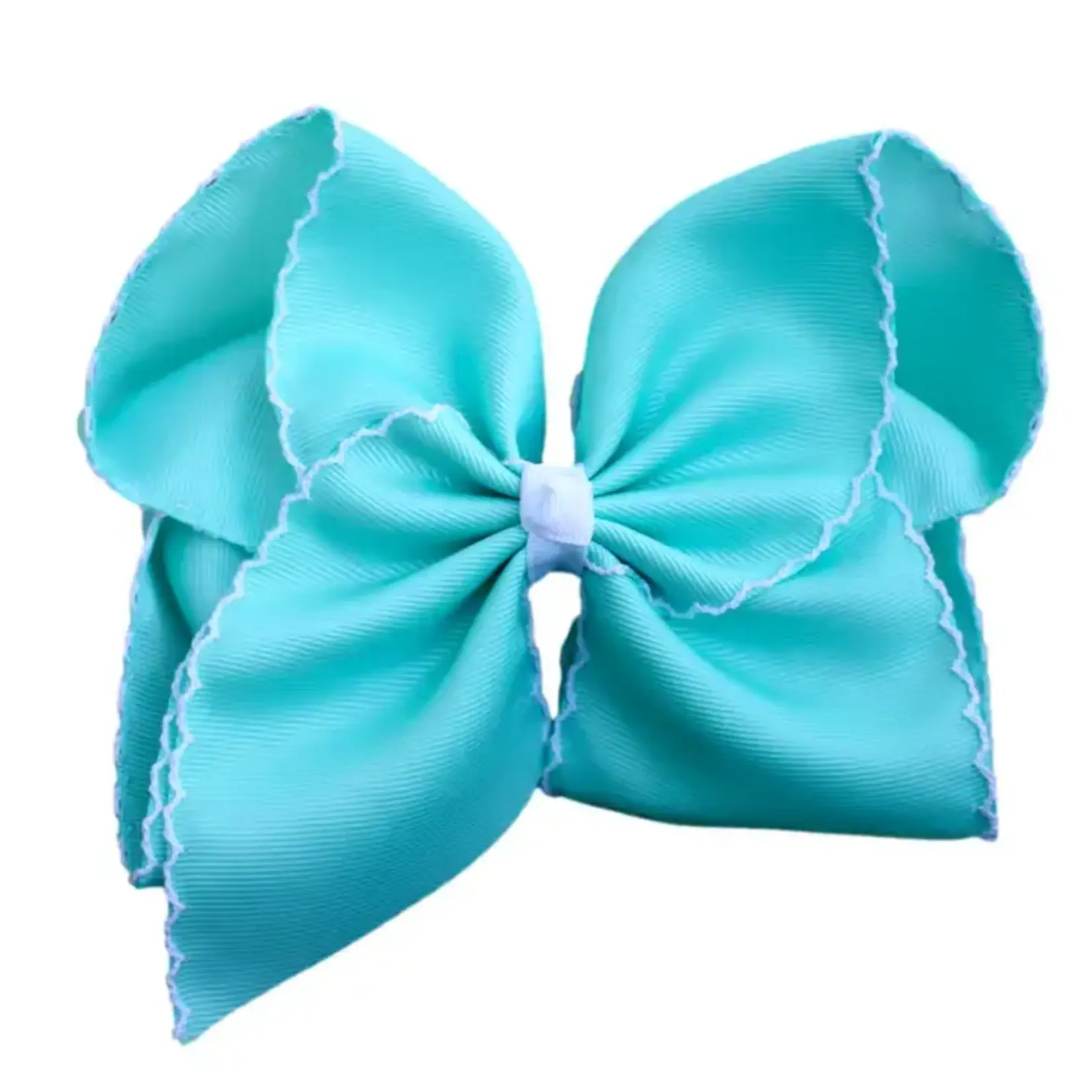 The Solid Bow Aqua Moon Stitch 4 Inch Nylon Headband