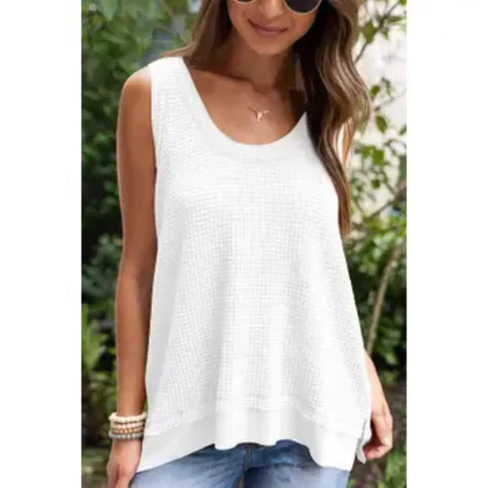 White Waffle Tank Top