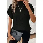 Turtleneck Textured Short Sleeve Sweater