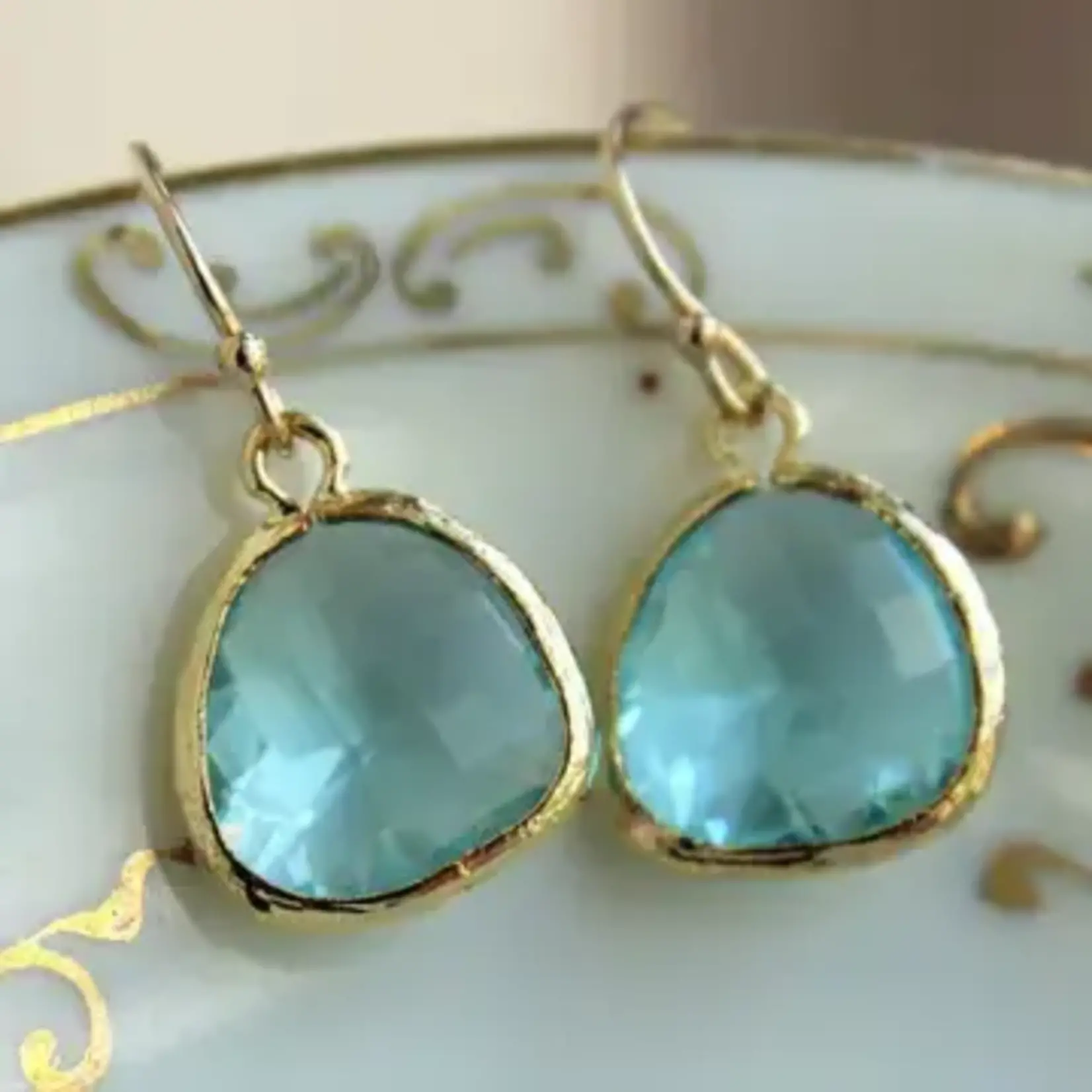 LaaLee Aquamarine Blue Earrings, Gold Plated