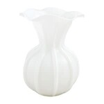 Mud Pie Large Ruffled Glass Vase, White 8.25" H