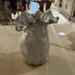 Dixie Pottery Sak Vase 7" x 6" White/ White Center