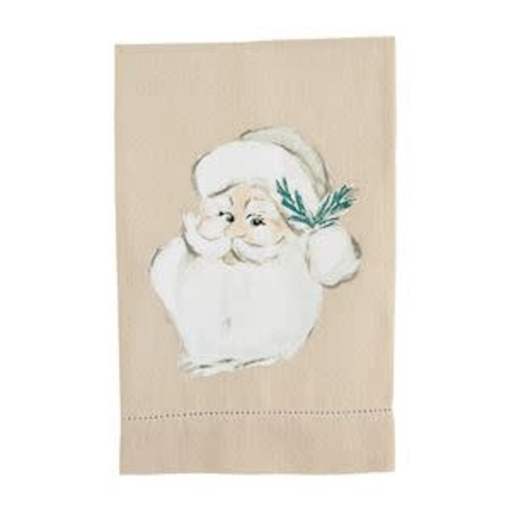 Mud Pie Santa White Xmas Painted Towel
