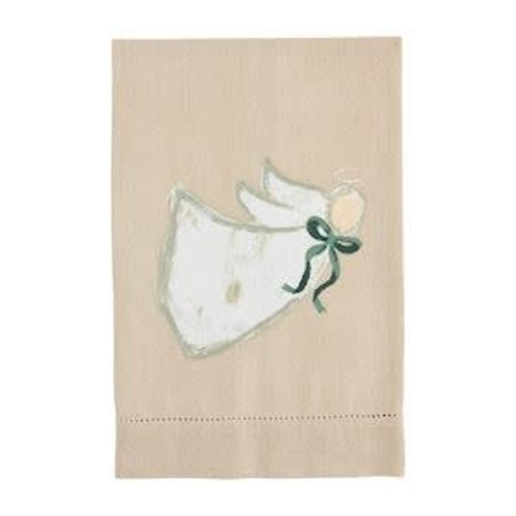 Mud Pie Angel White Xmas Painted Towel