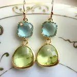 Peridot Earrings Aquamarine Gold